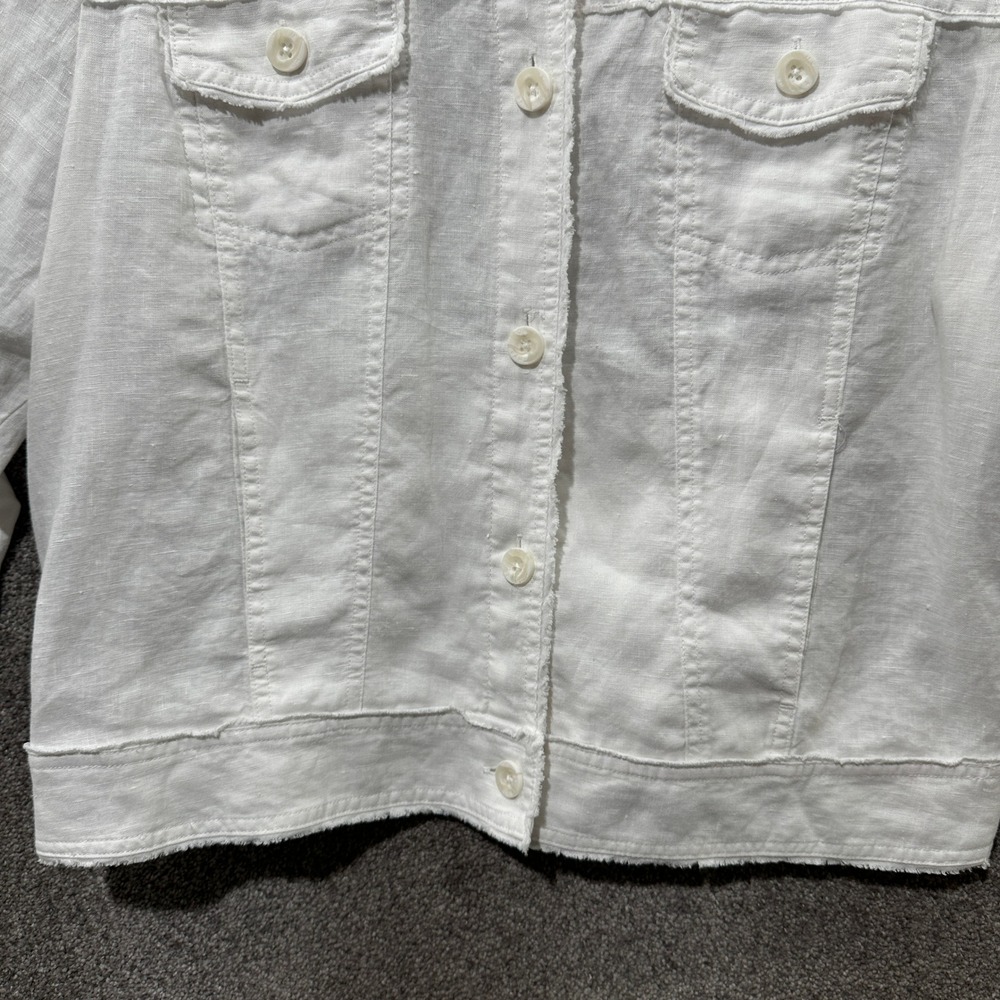 Tommy Bahama Two Palms Linen Raw-Edge Jacket White Women XL Coastal Beach Casual - Picture 7 of 10